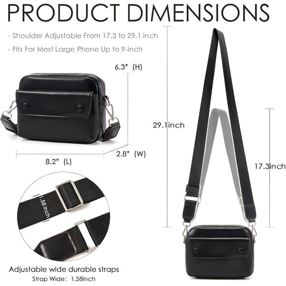 Chic Small Leather Shoulder Bag with Adjustable Strap - Perfect for Everyday Use - Picture 3 of 6